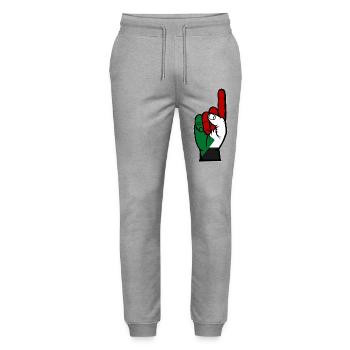 Sudan flag number 1 - Stanley/Stella Mover Unisex Organic Jogging Trousers - heather grey - Front - Marisol (170cm) & Nik (191cm)