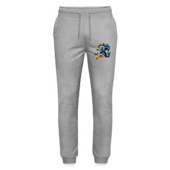 Unicorn Footballer 57 Rainbow Kicker Magic - Stanley/Stella Mover Unisex Organic Jogging Trousers - heather grey - Front - Marisol (170cm) & Nik (191cm)