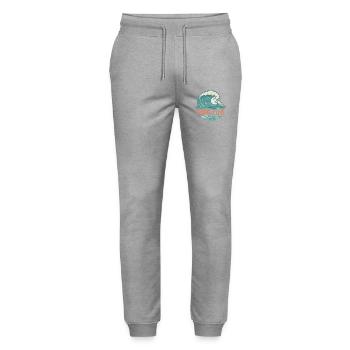 Ride Tide – Surf Wave Design - Stanley/Stella Mover Unisex Organic Jogging Trousers - heather grey - Front - Marisol (170cm) & Nik (191cm)