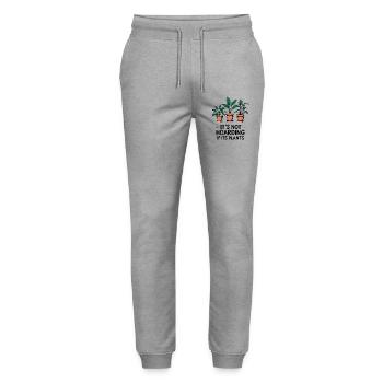 Es wird nicht gehortet, wenn seine Pflanzen - Stanley/Stella Unisex Bio Jogginghose Mover  - Grau meliert - Vorne - Marisol (170cm) & Nik (191cm)