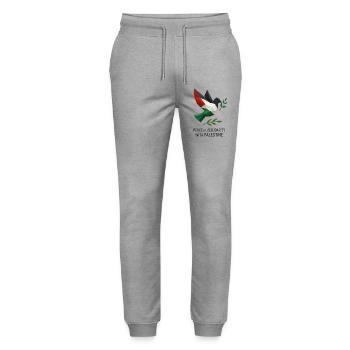 dove of peace in the colours of Palestine - Stanley/Stella Mover Unisex Organic Jogging Trousers - heather grey - Front - Marisol (170cm) & Nik (191cm)