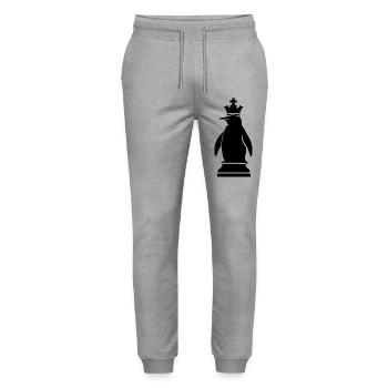 Skurriler Pinguin Schachspieler Minimalistisch - Stanley/Stella Unisex Bio Jogginghose Mover  - Grau meliert - Vorne - Marisol (170cm) & Nik (191cm)