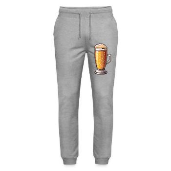 Pixelbier Krug Retro Glanz - Stanley/Stella Unisex Bio Jogginghose Mover  - Grau meliert - Vorne - Marisol (170cm) & Nik (191cm)