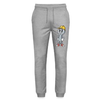 Techniker Cartoon Schraubenschlüssel Humor Mechaniker - Stanley/Stella Unisex Bio Jogginghose Mover  - Grau meliert - Vorne - Marisol (170cm) & Nik (191cm)