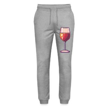 Pixel Wine Glass Retro - Stanley/Stella Mover Unisex Organic Jogging Trousers - heather grey - Front - Marisol (170cm) & Nik (191cm)