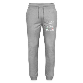 Die Berge rufen und ich muss gehen zum Gipfel - Stanley/Stella Unisex Bio Jogginghose Mover  - Grau meliert - Vorne - Marisol (170cm) & Nik (191cm)