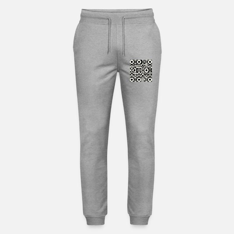 Abstract Black and White Pattern Geometry - Stanley/Stella Mover Unisex Organic Jogging Trousers - heather grey