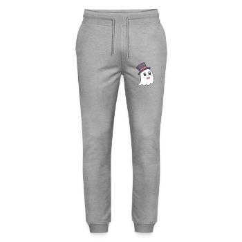 Fancy Ghost Hat and Bow Tie - Stanley/Stella Mover Unisex Organic Jogging Trousers - heather grey - Front - Marisol (170cm) & Nik (191cm)