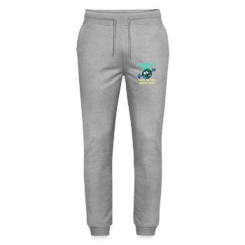 Die Welt ist schön, weil du mit drauf bist - Stanley/Stella Unisex Bio Jogginghose Mover  - Grau meliert - Vorne - Marisol (170cm) & Nik (191cm)
