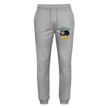 Born to Nap Sloth - Stanley/Stella Mover Unisex Organic Jogging Trousers - heather grey - Front - Marisol (170cm) & Nik (191cm)
