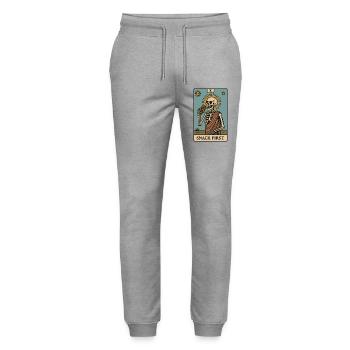 Snack Erstes Skelett Lustiger Spruch Halloween - Stanley/Stella Unisex Bio Jogginghose Mover  - Grau meliert - Vorne - Marisol (170cm) & Nik (191cm)
