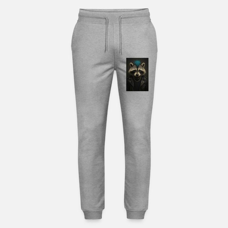 Punk-Waschbär im Lederjacke - Stanley/Stella Unisex Bio Jogginghose Mover  - Grau meliert