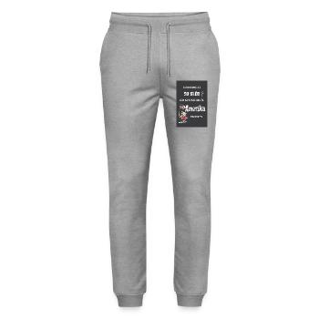So stupid – I could become president - Stanley/Stella Mover Unisex Organic Jogging Trousers - heather grey - Front - Marisol (170cm) & Nik (191cm)