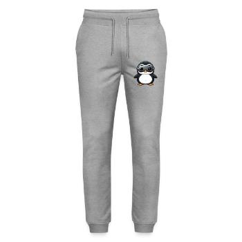 Funny Penguin VR Gamer Gamer Nerd Cartoon - Stanley/Stella Mover Unisex Organic Jogging Trousers - heather grey - Front - Marisol (170cm) & Nik (191cm)