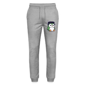 Mignon Halloween Pingouin Zombie Monstre Dessin animé - Pantalon de jogging bio MOVER Stanley/Stella unisexe - gris chiné - Devant - Marisol (170cm) & Nik (191cm)