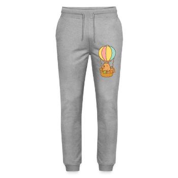 Capybara im Heißluftballon – süß & entspannt 🎈 - Stanley/Stella Unisex Bio Jogginghose Mover  - Grau meliert - Vorne - Marisol (170cm) & Nik (191cm)