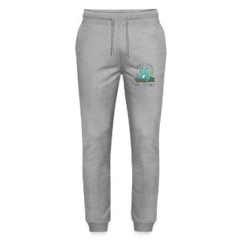 Ich bin kein Frosch, ich bin ein Prinz -Lovedesign - Stanley/Stella Unisex Bio Jogginghose Mover  - Grau meliert - Vorne - Marisol (170cm) & Nik (191cm)