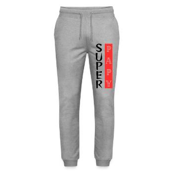Super Grandpa, Original Gift for Grandpa - Stanley/Stella Mover Unisex Organic Jogging Trousers - heather grey - Front - Marisol (170cm) & Nik (191cm)