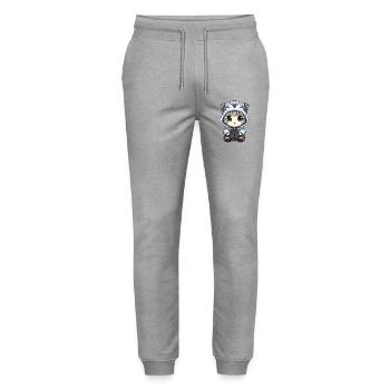 Bébé léopard des neiges léopard d’hiver - Pantalon de jogging bio MOVER Stanley/Stella unisexe - gris chiné - Devant - Marisol (170cm) & Nik (191cm)