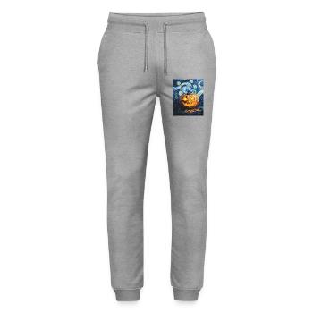Kürbis Halloween Van Gogh Style Starry Night - Stanley/Stella Unisex Bio Jogginghose Mover  - Grau meliert - Vorne - Marisol (170cm) & Nik (191cm)