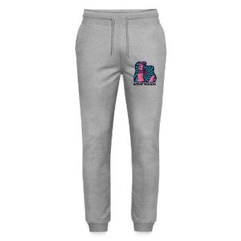 Stay Warm Cozy Worm en bonnet et écharpe - Pantalon de jogging bio MOVER Stanley/Stella unisexe - gris chiné - Devant - Marisol (170cm) & Nik (191cm)