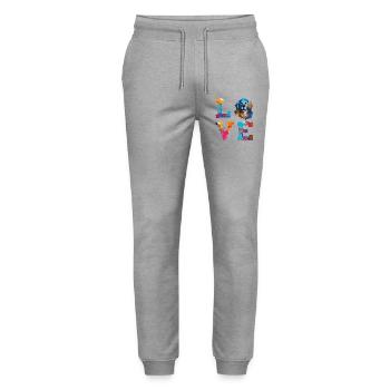 Golden Retriever Love Watercolor Art for Dog Lover - Stanley/Stella Mover Unisex Organic Jogging Trousers - heather grey - Front - Marisol (170cm) & Nik (191cm)