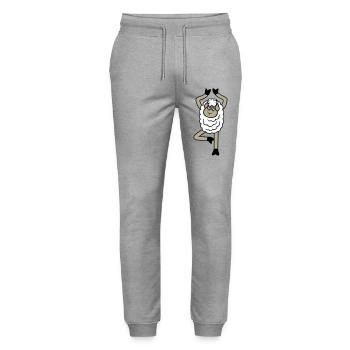Sheep Tired Exhausted Sad Yoga Tree Pose Comic - Stanley/Stella Mover Unisex Organic Jogging Trousers - heather grey - Front - Marisol (170cm) & Nik (191cm)