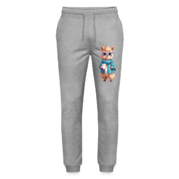 Café Alpaga à Capuche avec Lunettes - Pantalon de jogging bio MOVER Stanley/Stella unisexe - gris chiné - Devant - Marisol (170cm) & Nik (191cm)