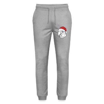 Parrot Christmas Santa Hat Design - Stanley/Stella Mover Unisex Organic Jogging Trousers - heather grey - Front - Marisol (170cm) & Nik (191cm)