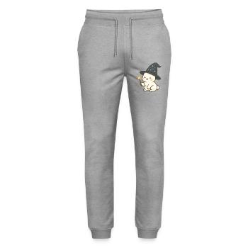 Kawaii Wizard Bunny with Starry Hat - Stanley/Stella Mover Unisex Organic Jogging Trousers - heather grey - Front - Marisol (170cm) & Nik (191cm)