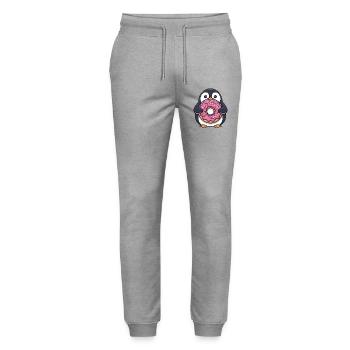 Cute Penguin Donut Dessert Cartoon Sugar - Stanley/Stella Mover Unisex Organic Jogging Trousers - heather grey - Front - Marisol (170cm) & Nik (191cm)