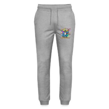 Bunter Bigfoot Abschiedssprüche. Wortwitz - Stanley/Stella Unisex Bio Jogginghose Mover  - Grau meliert - Vorne - Marisol (170cm) & Nik (191cm)