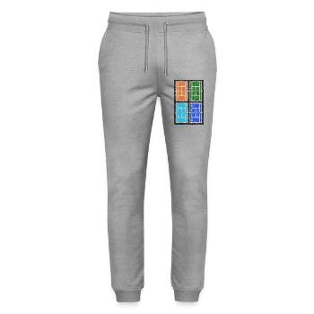Tennis Courts Shirtm hoodie for tennis fans - Stanley/Stella Mover Unisex Organic Jogging Trousers - heather grey - Front - Marisol (170cm) & Nik (191cm)