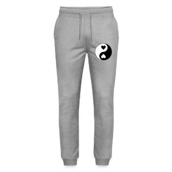 Heart YinYang Contrast - Stanley/Stella Mover Unisex Organic Jogging Trousers - heather grey - Front - Marisol (170cm) & Nik (191cm)