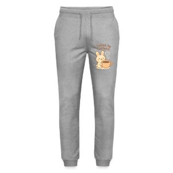 Fueled by Caffeine Bunny - Stanley/Stella Mover Unisex Organic Jogging Trousers - heather grey - Front - Marisol (170cm) & Nik (191cm)