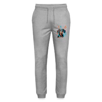 PopArt Teckel Couleur Douche - Pantalon de jogging bio MOVER Stanley/Stella unisexe - gris chiné - Devant - Marisol (170cm) & Nik (191cm)