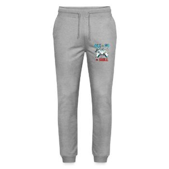Alt F4 Pixel Gamer Motif - Stanley/Stella Mover Unisex Organic Jogging Trousers - heather grey - Front - Marisol (170cm) & Nik (191cm)