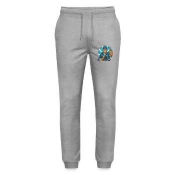 Handwerker Daumen Hoch Illustration - Stanley/Stella Unisex Bio Jogginghose Mover  - Grau meliert - Vorne - Marisol (170cm) & Nik (191cm)