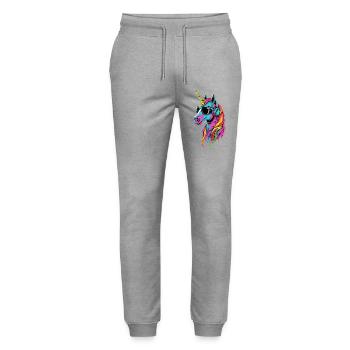 Unicorn Pony Rider Horses Riding Unicorns - Stanley/Stella Mover Unisex Organic Jogging Trousers - heather grey - Front - Marisol (170cm) & Nik (191cm)