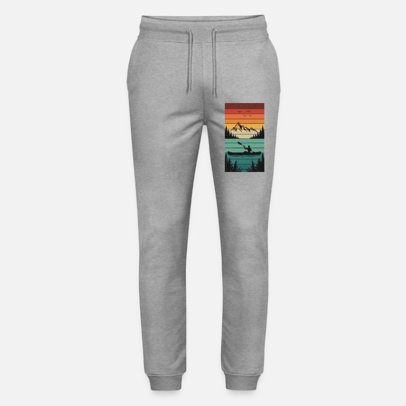 Retro Kajakpanorama am See - Stanley/Stella Unisex Bio Jogginghose Mover  - Grau meliert