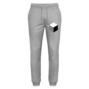 Geometrische Würfel-Silhouette - Stanley/Stella Unisex Bio Jogginghose Mover  - Grau meliert - Vorne - Marisol (170cm) & Nik (191cm)
