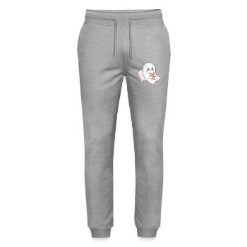Fantôme câlin et nounours mignon - Pantalon de jogging bio MOVER Stanley/Stella unisexe - gris chiné - Devant - Marisol (170cm) & Nik (191cm)