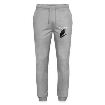 F-Caw-F Krähe Lustige Krähe FCAWF F Caw F - Stanley/Stella Unisex Bio Jogginghose Mover  - Grau meliert - Vorne - Marisol (170cm) & Nik (191cm)