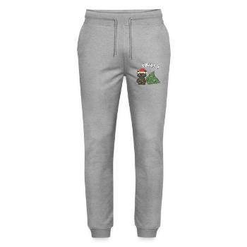Lustige süße Katze Weihnachten Sass - Stanley/Stella Unisex Bio Jogginghose Mover  - Grau meliert - Vorne - Marisol (170cm) & Nik (191cm)