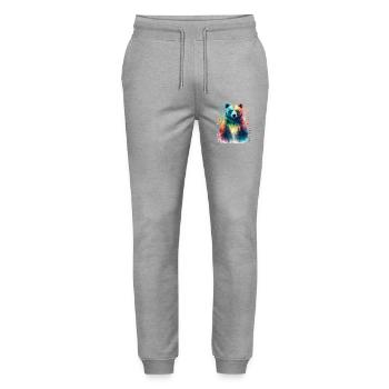 Regenbogenbär im Wald - Stanley/Stella Unisex Bio Jogginghose Mover  - Grau meliert - Vorne - Marisol (170cm) & Nik (191cm)