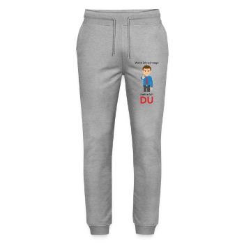 Wenn ich wir sage: Meine ich DU. - Stanley/Stella Unisex Bio Jogginghose Mover  - Grau meliert - Vorne - Marisol (170cm) & Nik (191cm)