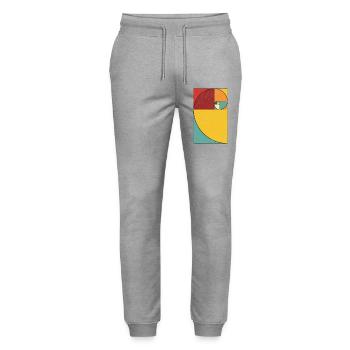 Fibonacci Spiral Geometry Art - Stanley/Stella Mover Unisex Organic Jogging Trousers - heather grey - Front - Marisol (170cm) & Nik (191cm)