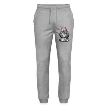 Frohe Weihnachten Peace Sign Design - Stanley/Stella Unisex Bio Jogginghose Mover  - Grau meliert - Vorne - Marisol (170cm) & Nik (191cm)