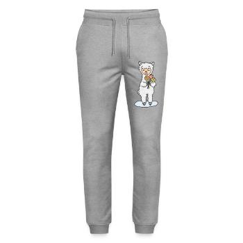 Alpaka mit Blumenstrauß - Stanley/Stella Unisex Bio Jogginghose Mover  - Grau meliert - Vorne - Marisol (170cm) & Nik (191cm)