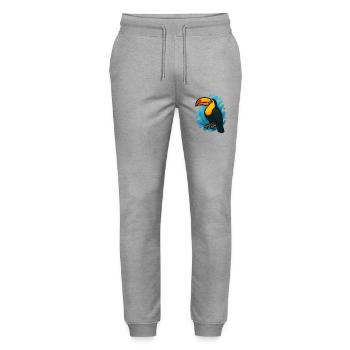 Toucan coloré en vagues bleues - Pantalon de jogging bio MOVER Stanley/Stella unisexe - gris chiné - Devant - Marisol (170cm) & Nik (191cm)